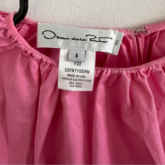 Oscar De La Renta Gathered Cotton Blouse French Pink Size 4 Fall 2022 RTW - Picture 2 of 5